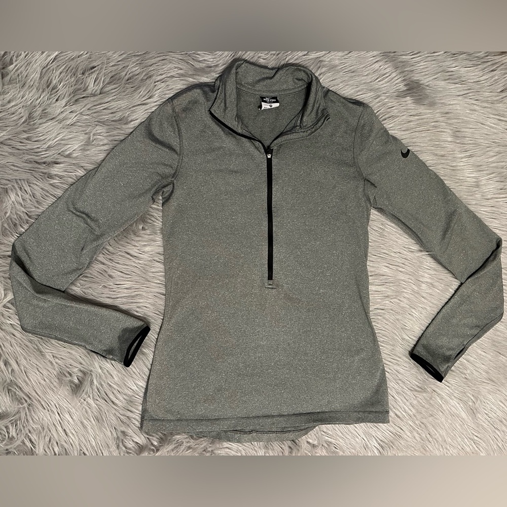Nike Pro Heather Gray Quarter-Zip Sweater Womens Medium